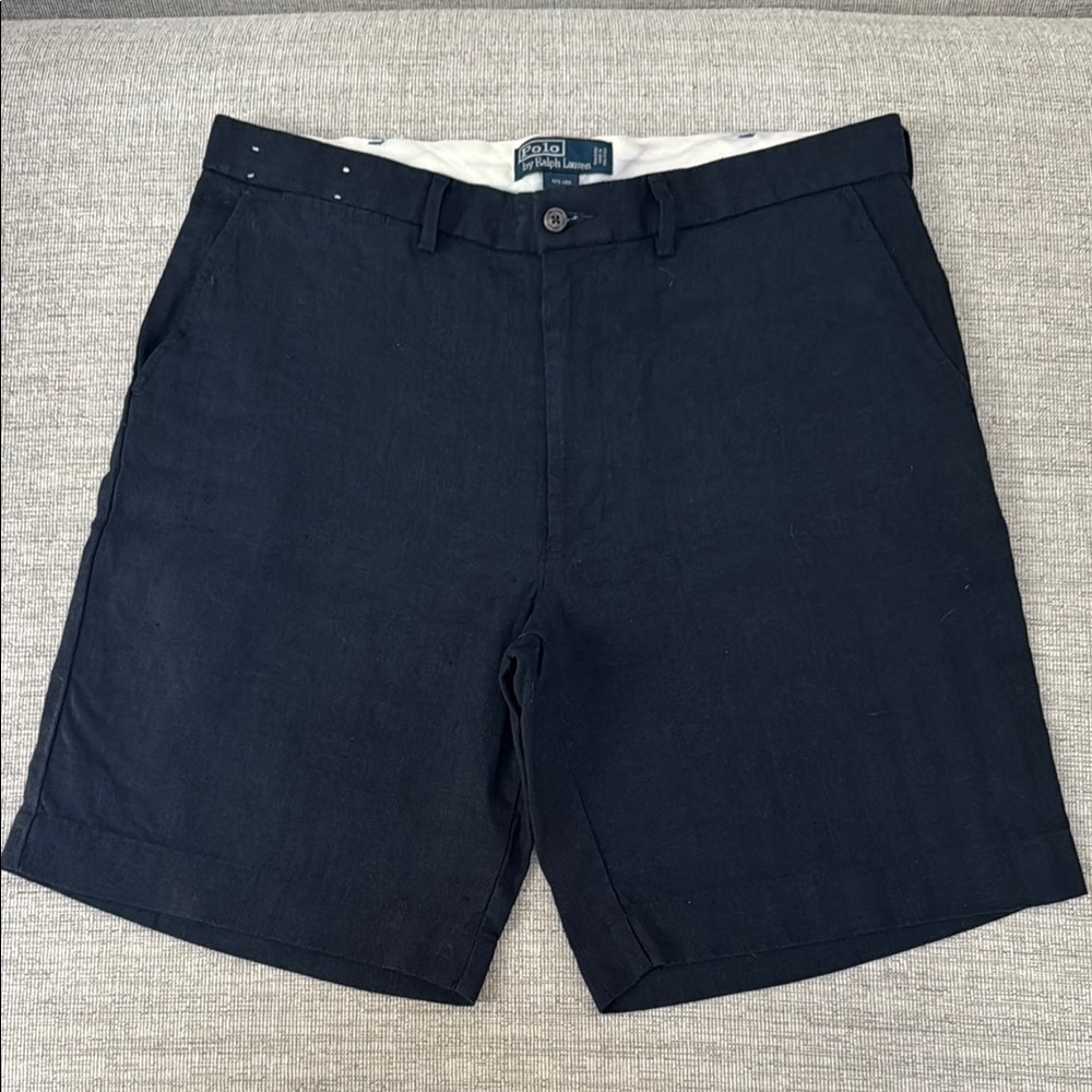 Men's Navy Polo Ralph Lauren Linen Shorts